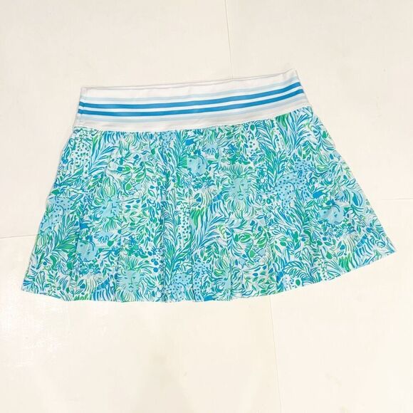 Lilly Pulitzer Luxletic Yvonne Tennis Skort Hydra Blue Dandy Lions Built in shor - Picture 7 of 9
